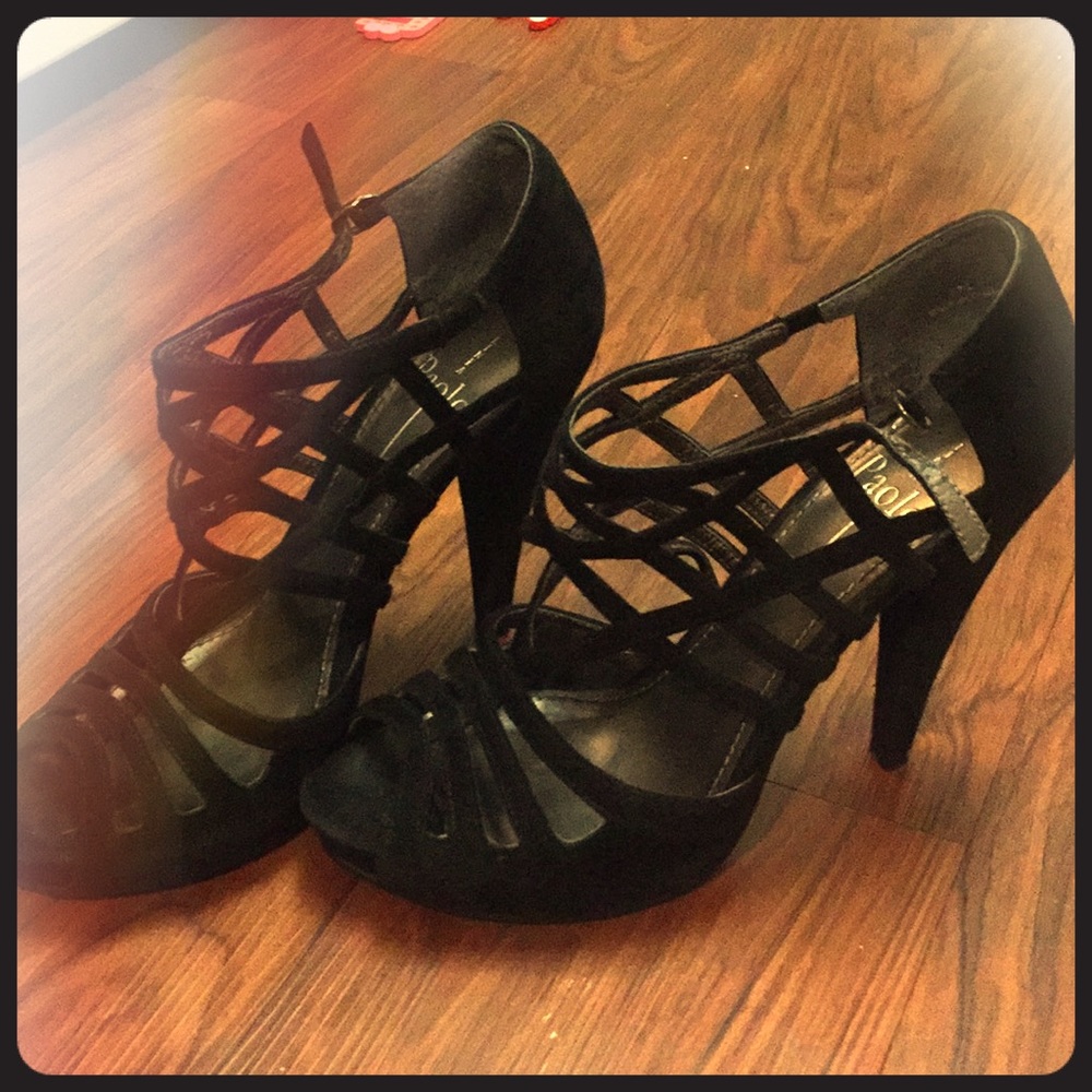 Paolo black laced heels